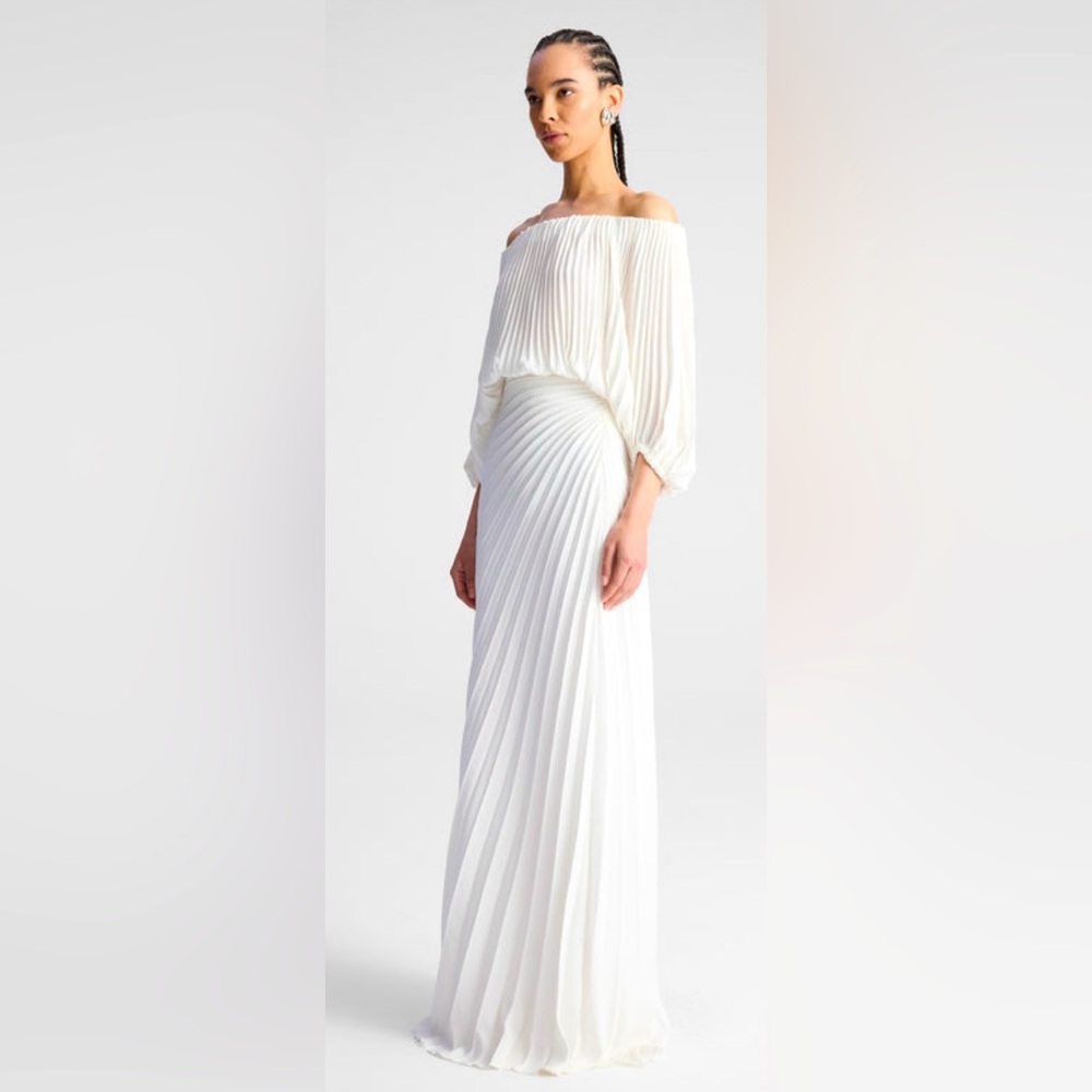 NEW with tag A.L.C. bianca satin pleated maxi skirt in white